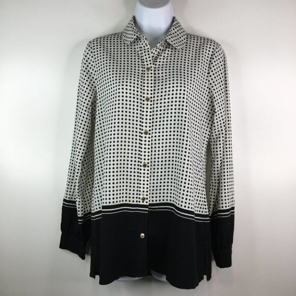 Karl Lagerfeld Polka Dot Blouse Neck Tie Top Size S - Picture 1 of 14